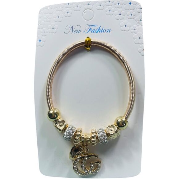 Fashion Gold and Silver GG Stretch Charm Bracelet - Picture 3 of 3